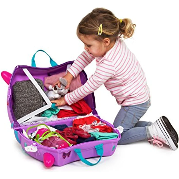 TRUNKI Trunki Handgepäck Und Kinderkoffer zum Draufsitzen | Kinder Risen Geschenk für Mädchen Und Jungen | Trolley Cassie Katze (Lila) – Bild 4