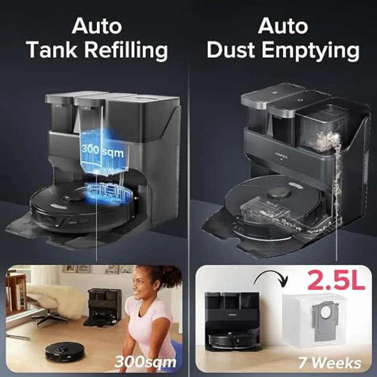 Roborock S7 Max Ultra, Saugwischroboter mit 5500 Pa Saugleistung, selbstentleerender Absaugstation, Ultraschall-Wischsystem, Schwarz-Grau – Bild 7