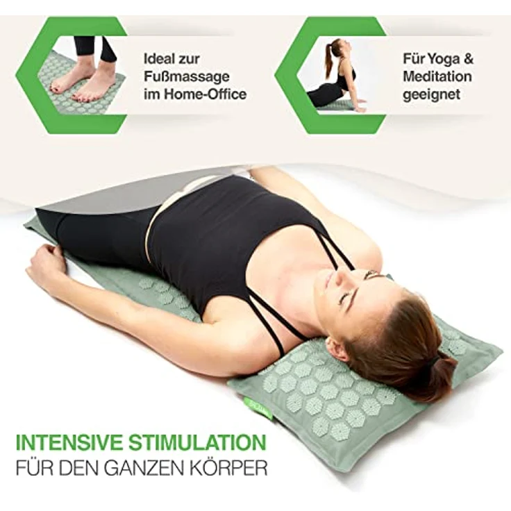 BACKLAxx® Akupressurmatte "Original" aus Halbleinen und Naturmaterialien, 10.272 Spitzen, grün – Bild 4