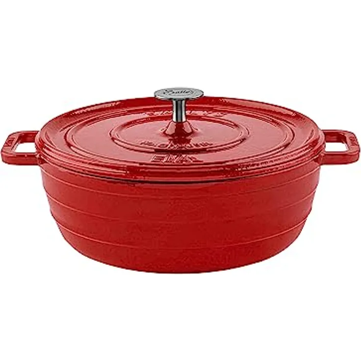 Sallys 'Ela' Deluxe Gusseisentopf - Robustes und Hochwertiges Kochjuwel für Perfektes Garen (Lava Red)