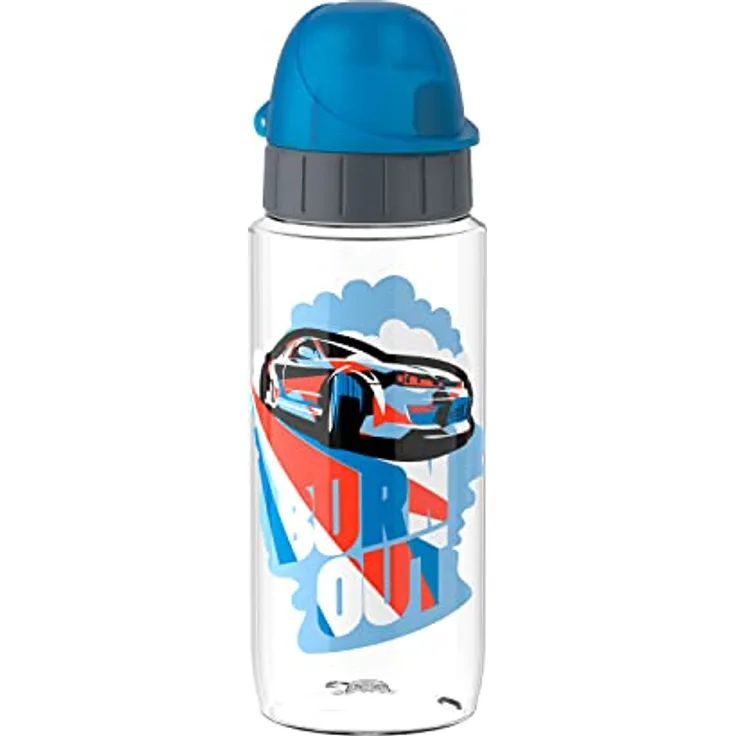 Emsa N30332 Kids Tritan Trinkflasche | Fassungsvermögen: 0,5 Liter | 100% sicher/praktisch/hygienisch/dicht/unbedenklich | cleverer Trinkverschluss | robust | Design: Racer
