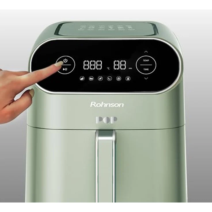 Rohnson R-2859 Pop Air Fryer, Heißluftfritteuse mit 7L-Kapazität, 1800W, 6 Programme, Digitales LED-Display, App-Steuerung, doppelte Sichtfenster, Fritteuse ohne Fett – Bild 5