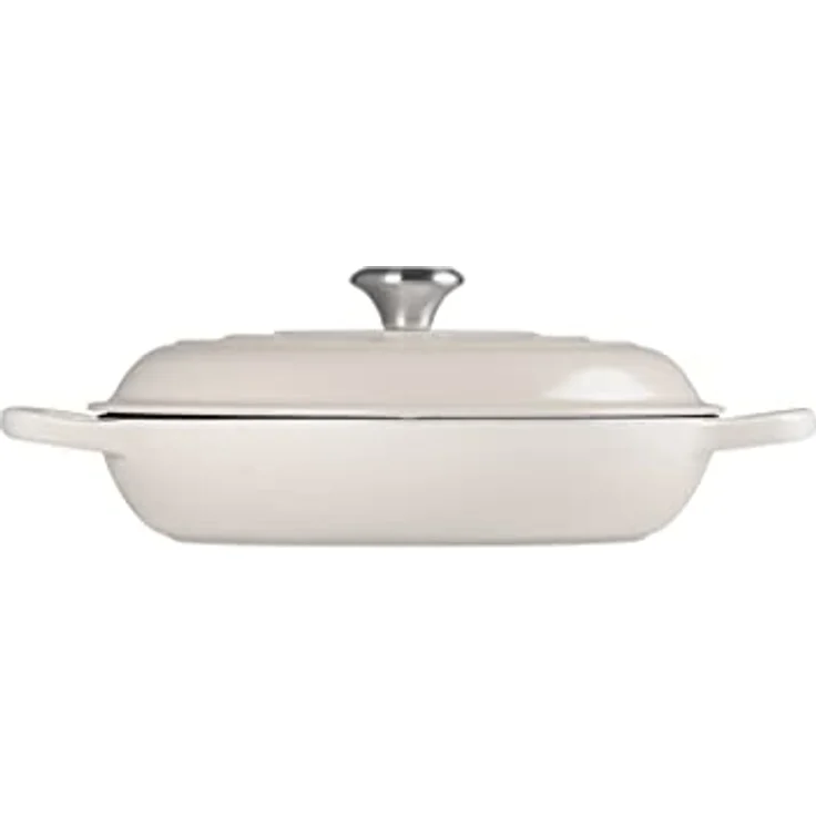 Le Creuset Signature Gusseisen Gourmet-Profitopf, Rund, Ø 30 cm, 3,5 l, Für alle Herdarten inkl. Induktion geeignet, 5,555 kg, Meringue, 21180307164430 – Bild 4
