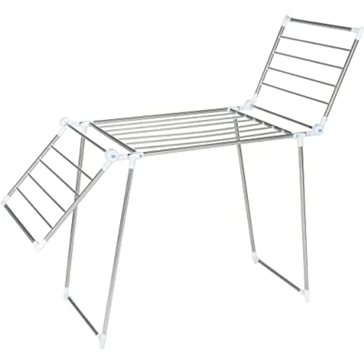 Wenko 3774014100 Flügel Wäschetrockner Profi Plus, mit Zubehör-Set, 15 m Trockenlänge, zusammenklappbar, Edelstahl rostfrei, 196 x 90 x 63 cm, Silber matt – Bild 2