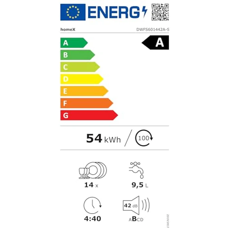 homeX DWFS601442A-S Geschirrspüler 60 cm, freistehend, 14 Maßgedecke, 9 Programme, AquaStop, unterbaufähig, 42 dB – Bild 16