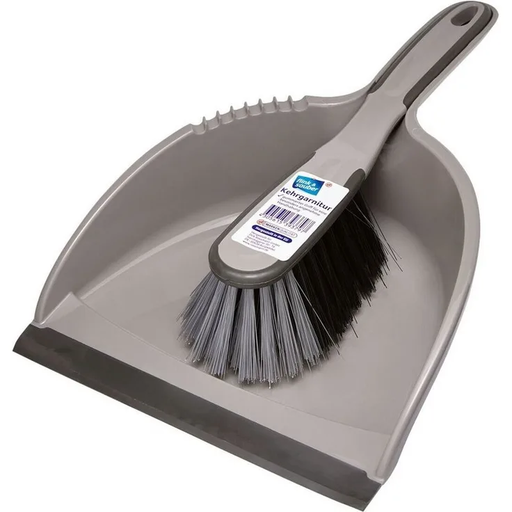 flink & sauber Kehrgarnitur, Breite ca. 21 cm, ergonomisch geformt, grau/grün