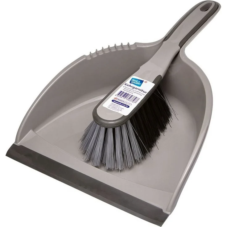 flink & sauber Kehrgarnitur, Breite ca. 21 cm, ergonomisch geformt, grau/grün
