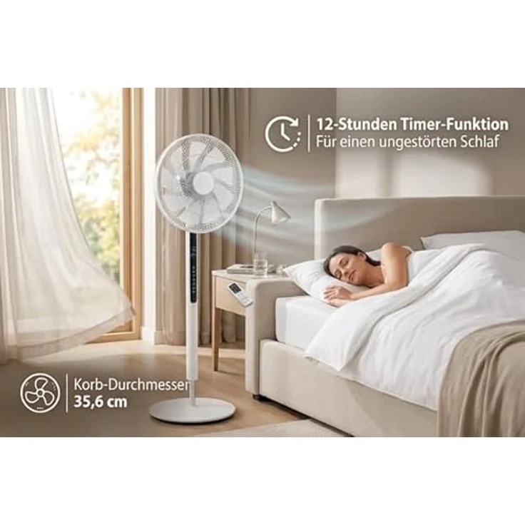 Fakir VC80DC Standventilator, 2400 m³/h, 55 dB, 33 Watt, Schwarz/Weiß, versandkostenfrei – Bild 6