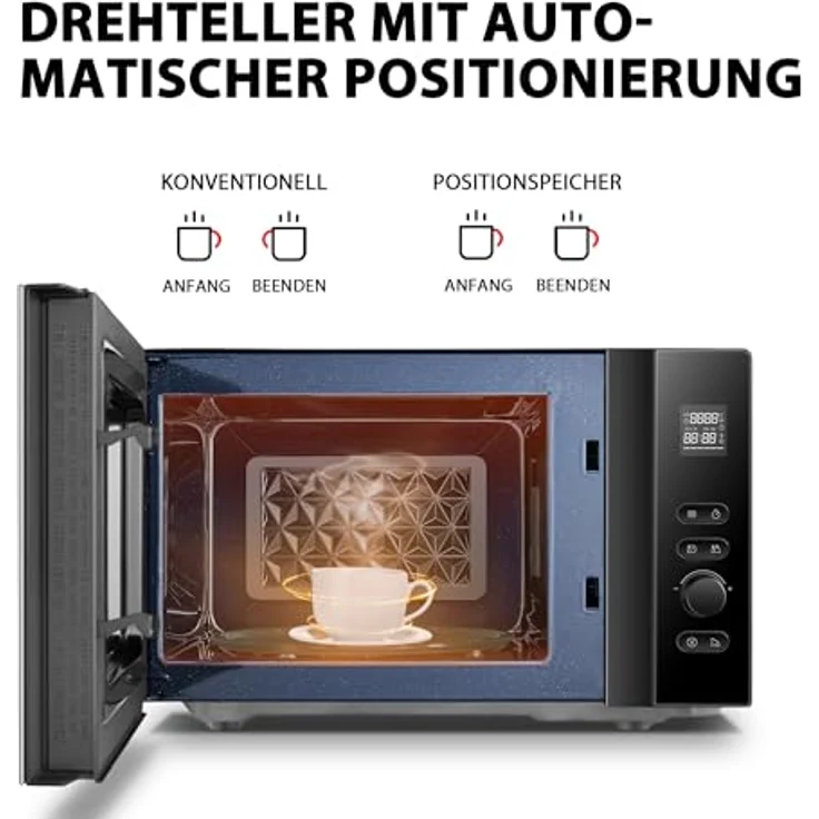 Toshiba MV-MG20T (BK) Mikrowelle, Standgerät, 800 Watt, 20 Liter Garraum, Schwarz – Bild 5