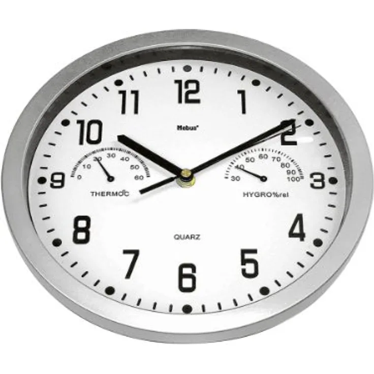 Mebus 6992 06992 Quarz Wanduhr 25.5cm Silber