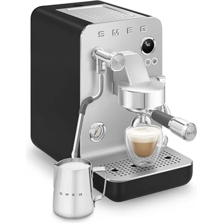 Smeg EMC02BLMEU Minipro-Espressomaschine, Plastic mit leistungsstarker 15-Bar-Pumpe und professionellem 58-mm-Siebträger – Bild 3