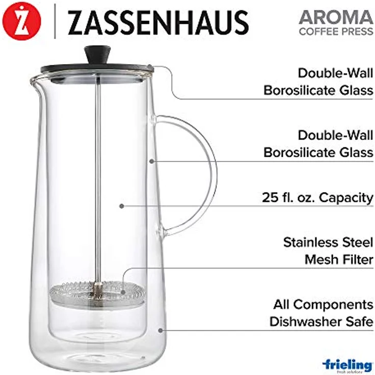 Zassenhaus M045024 Aroma Press Kaffeezubereiter, Glas – Bild 2