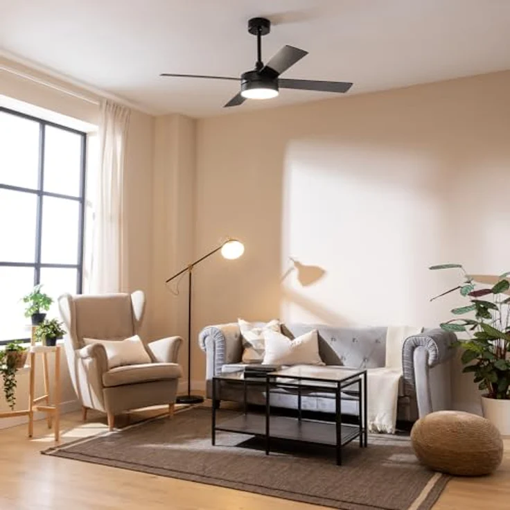 Cecotec Deckenventilator EnergySilence Aero 5200 Line, 60 W Kupfermotor, 132 cm (52"), mit Fernbedienung, Timer, LED-Licht und Winterfunktion, schwarz – Bild 4