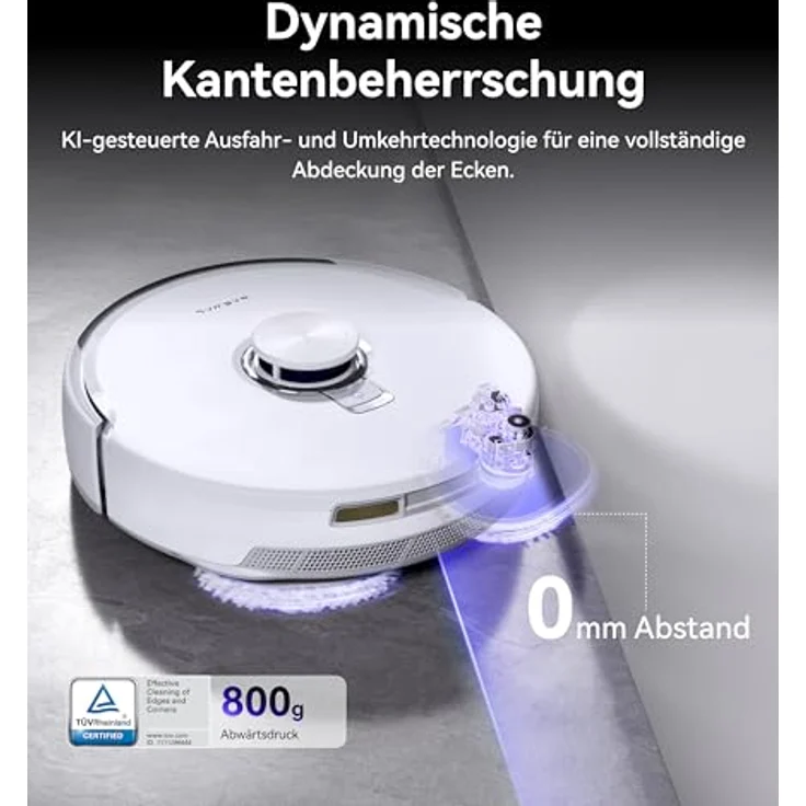 Narwal Freo Z10 Ultra Saug- & Wischroboter, 65W, 120 Min Laufzeit, 0,8L, Laser-Navigation, WLAN, beutellos, weiß/silber – Bild 4