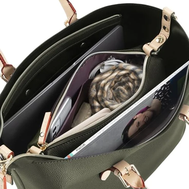 Bugatti Ella Shopper M, Handtasche aus Kunstleder mit Bag in Bag, grau, 33 x 15 x 24.5 cm – Bild 4