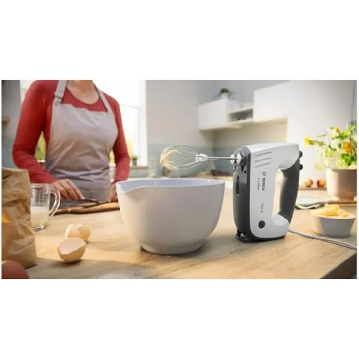 Bosch Hausgeräte MFQ37490, Handmixer mit 750 W Motor, ergonomischem Design und spülmaschinenfesten Teilen, Weiss/Grau – Bild 4