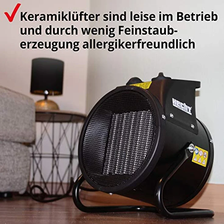 HECHT Keramik Heizstrahler, Tragbarer Elektroheizer mit 2000W/3000W, Thermostat, Überhitzungsschutz, allergikerfreundlich, leise für Wohnzimmer, Badezimmer, Büro – Bild 4