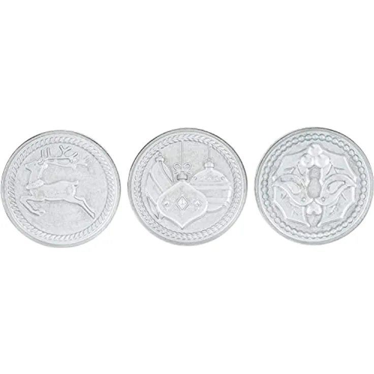 Nordic Ware Keksstempel, silber, Holzgriff, verschiedene Motive, Weihnachtsmotive, NW01236