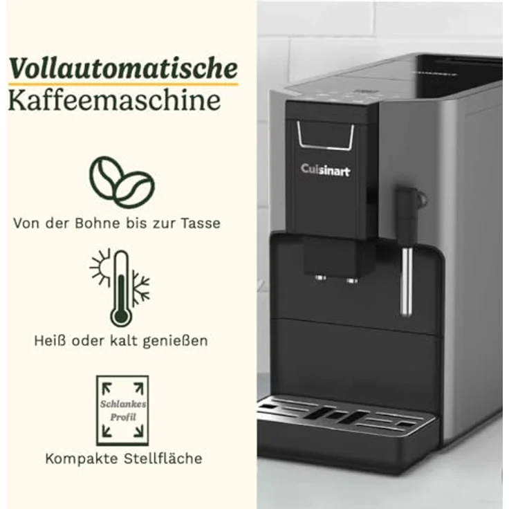 Cuisinart EM550E, Fully Automatic Coffee Machine Slim, 15 Bar Druck, Edelstahlmahlwerk, Schwarz – Bild 3