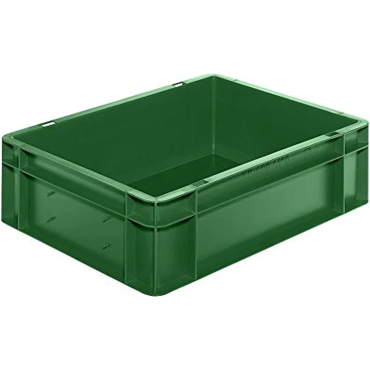 Certeo Euro-Format-Stapelbehälter, geschlossene Wände und Boden, 400 x 300 x 120 mm, grün, lebensmittelecht, VE 5 Stk, stapelbar, 10 l Inhalt, temperaturbeständig -20 °C bis +60 °C – Bild 1