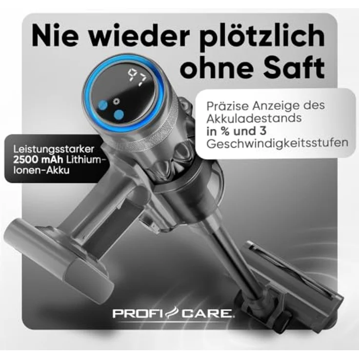 ProfiCare PC-BS 3138 A, Akku-Staubsauger mit 500W BLDC-Motor, beutellos und HEPA-Filter, schwarz – Bild 4