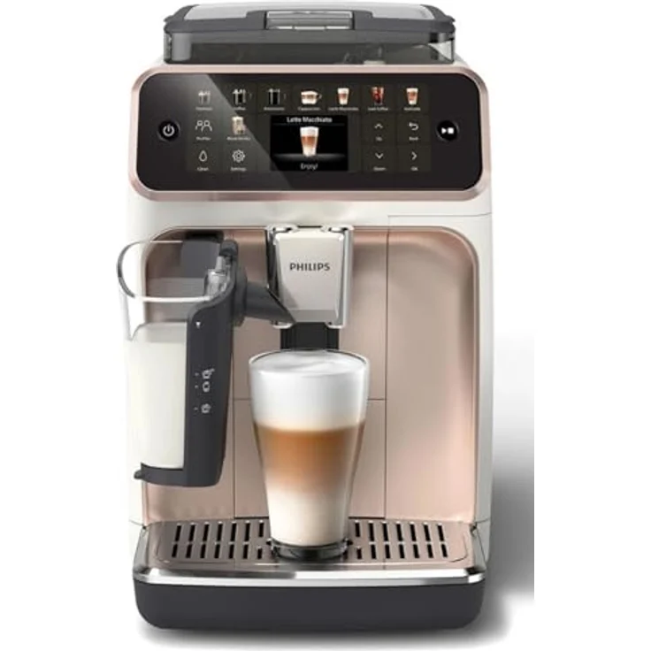 Philips Kaffeevollautomat EP5543/80 5500 Series, 20 Kaffeespezialitäten (heiß oder eisgekühlt), Rosé-Weiß, LatteGo-Milchsystem, SilentBrew Technologie – Bild 2