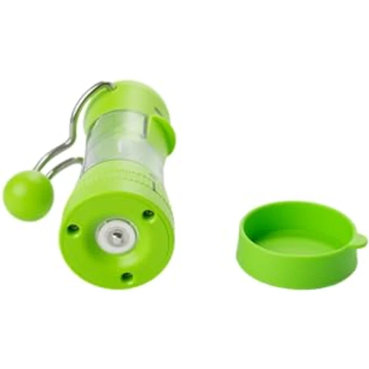 Kochblume Gewürzmühle mit Silikon-Auffangkappe | ergonomische Hebelfunktion | Keramikmahlwerk | 5 verschiedene Mahlgrade | Füllkappe und Silikonfuß | Farbe: limette – Bild 2