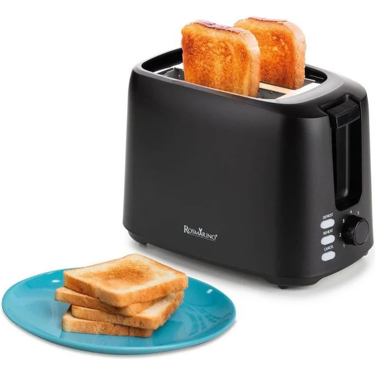 ROSMARINO Toaster Brotröster mit 7 Röststufen, Aufwärm- und Auftaufunktion, 700 W, Edelstahl und Kunststoff