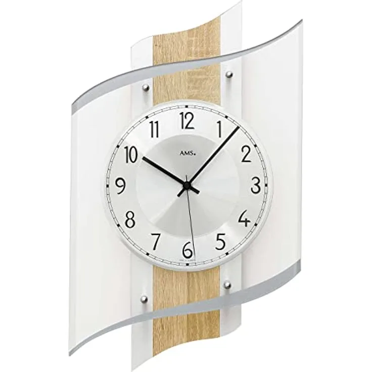 Moderne Wanduhr mit Funkwerk, Funkuhr, batteriebetrieben AMS -Sonoma 48cm- 5520