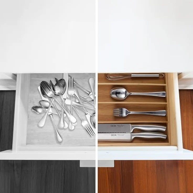 relaxdays Besteckkasten Besteckkasten Bambus 6 Fächer, Ordnungshelfer für Küchenutensilien und Schreibtischbedarf, natur – Bild 5