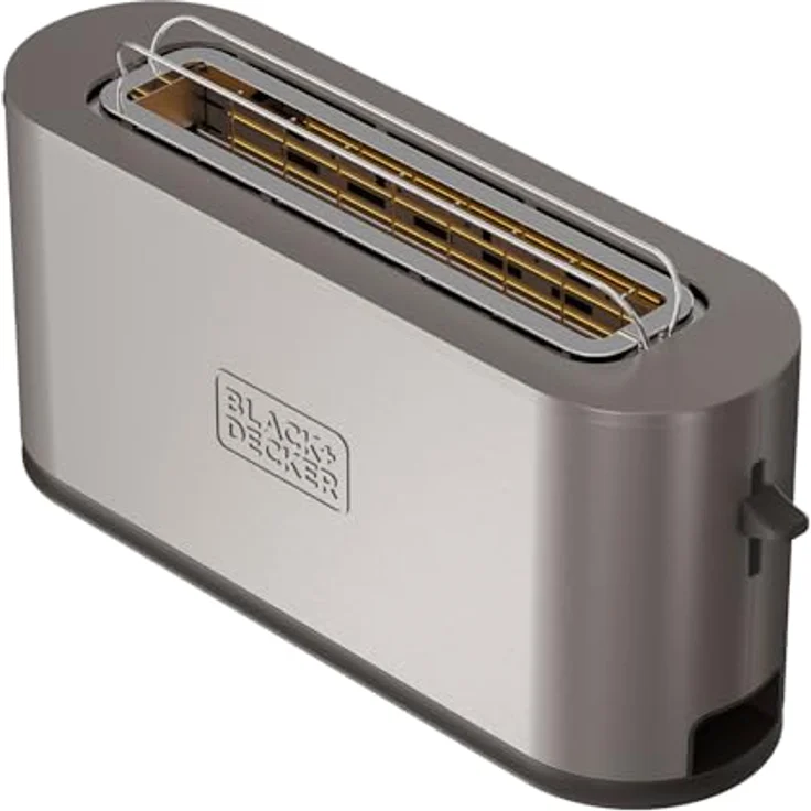 BLACK+DECKER - Toaster BXTO1002E 1000W | Extra breite Schlitz 260x42 mm | 7 Bräunungsstufen | 3 Funktionen | Extra Hebe-Funktion | Rutschfeste Füße | Krümelschublade, Silber – Bild 1