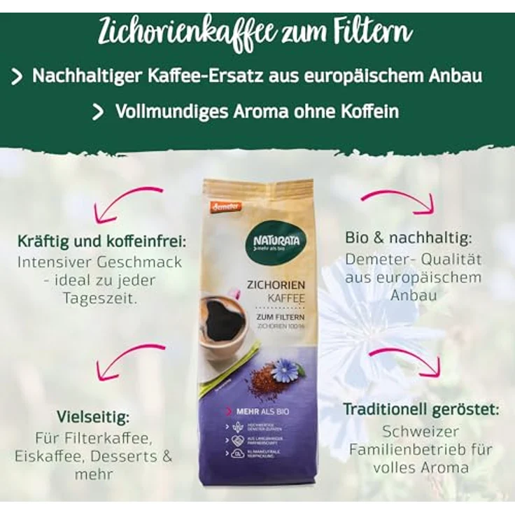 Naturata Zichorienkaffee zum Filtern Nachfüllbeutel 500g – Bild 3