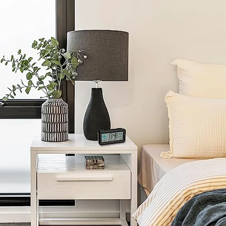 TFA Dostmann Funk-Wecker Boxx2 digital, 60.2562.01.GB, mit Akku, 2 Alarmzeiten, englisches Display, mit Thermo-Hygrometer, schwarz-türkis, (L) 138 x (B) 52 x (H) 72 mm – Bild 4