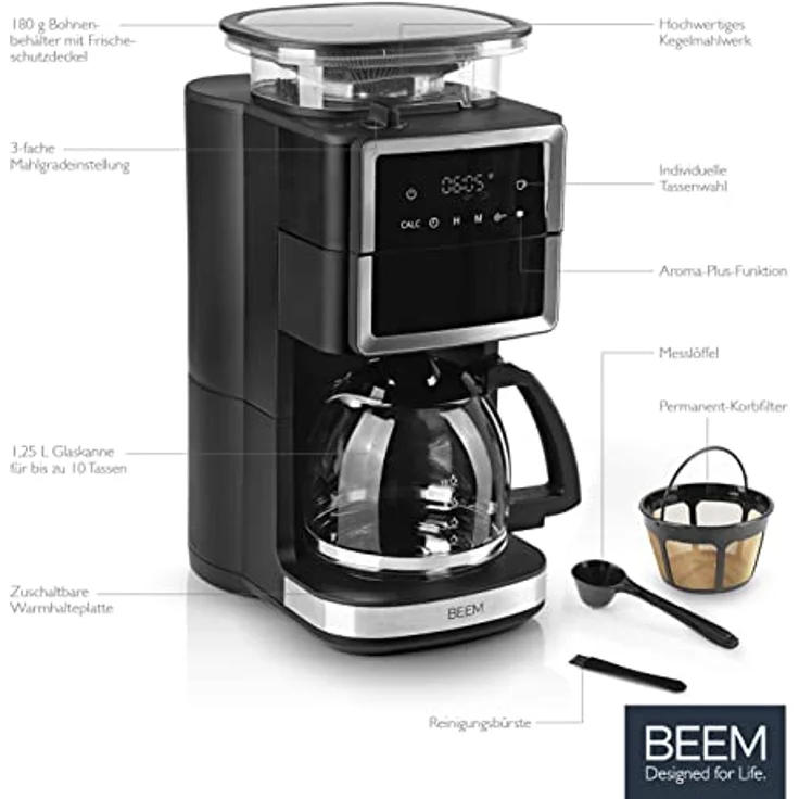 BEEM FRESH-AROMA-PERFECT III Filterkaffeemaschine mit Mahlwerk - Glas – Bild 3