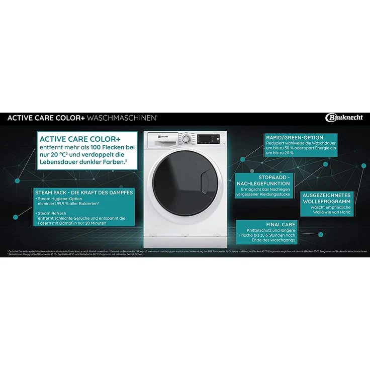 Bauknecht W Active 823 PS, Frontlader-Waschmaschine, B, Fassungsvermögen 8 kg, Standgerät, Breite 59,5 cm, SteamRefresh, Allergiker-Programm - Preisvergleich – Bild 19