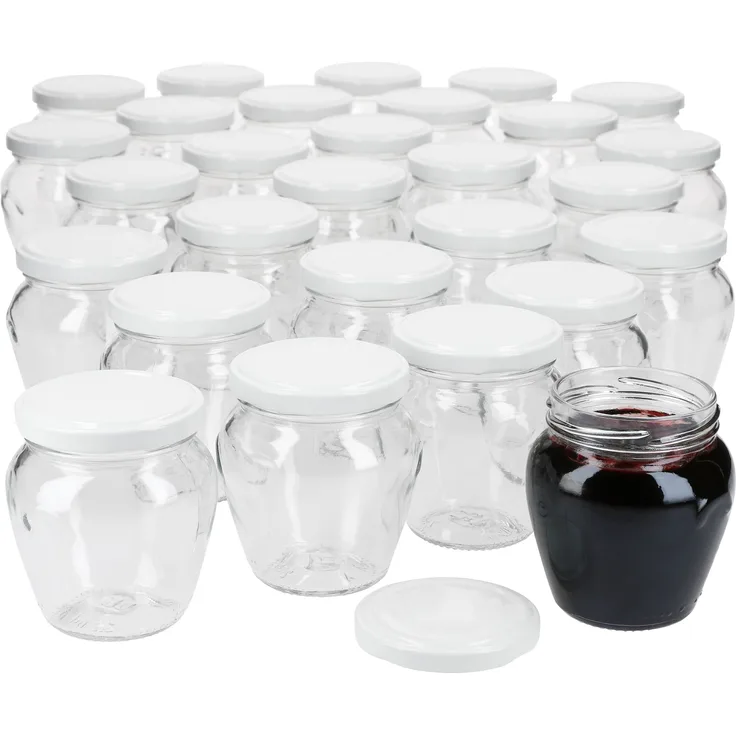 75er Set Marmeladengläser 212ml Twist-Off-Deckel TO63 weiß Einmachgläser Honig Konfitüre Gelee