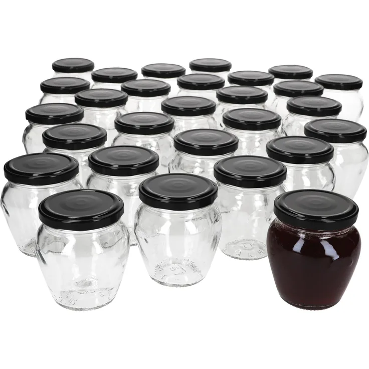 75er Set Marmeladengläser 212ml Deckel Schwarz Twist-Off TO 63 Einmachgläser Antipasti Konfitüre