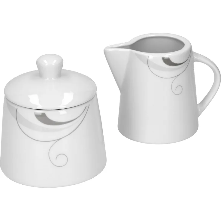 Portofino 2tlg Set Zuckerdose mit Deckel Ø95mm Milchkännchen 220ml Rankenedles Marken-Porzellan