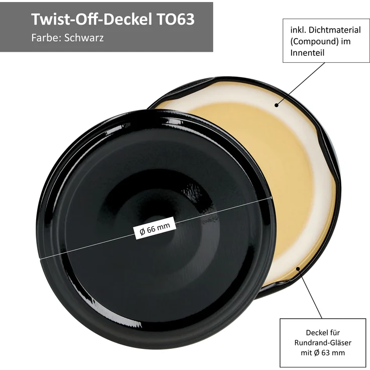 18er Set Marmeladengläser 212ml Deckel Schwarz Twist-Off TO 63 Einmachgläser Antipasti Konfitüre – Bild 6