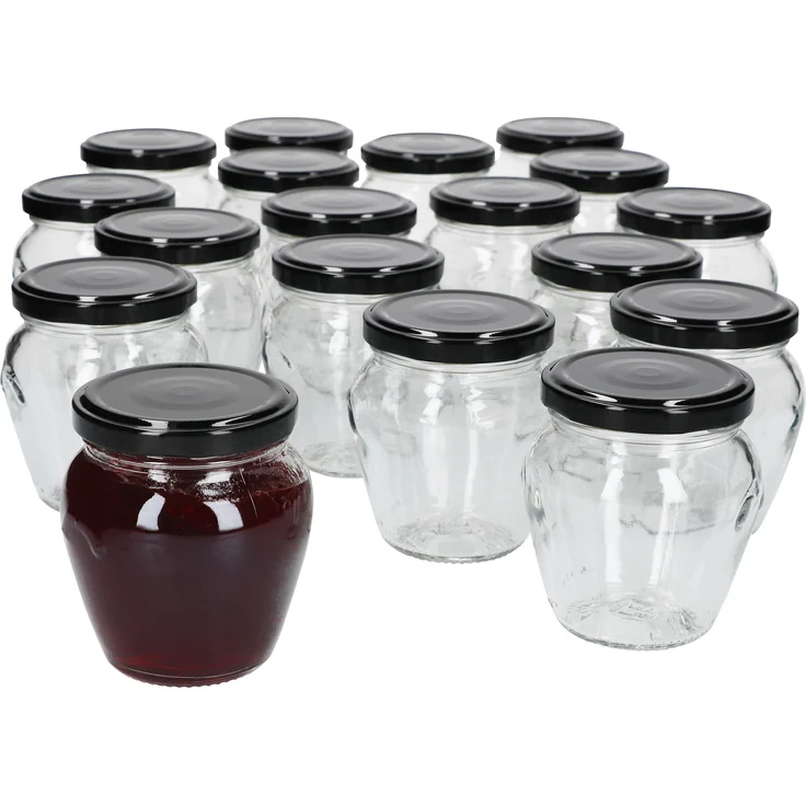 18er Set Marmeladengläser 212ml Deckel Schwarz Twist-Off TO 63 Einmachgläser Antipasti Konfitüre – Bild 1
