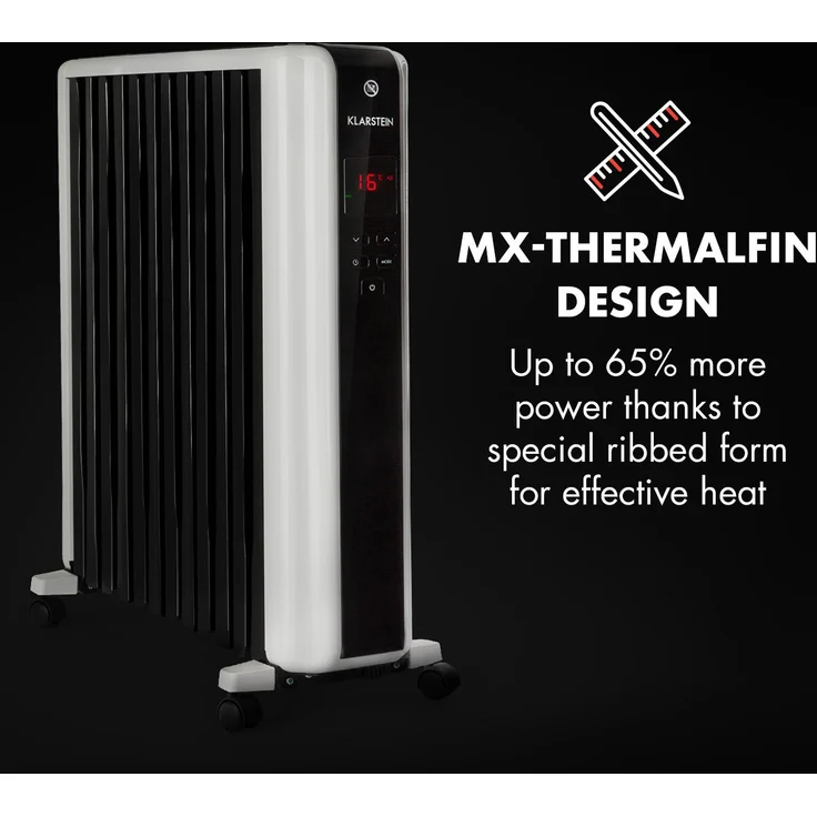 Klarstein Thermaxx 2500 Ölradiator 2500W 5-35° C, 24h-Timer, weiß|schwarz, Radiator – Bild 4