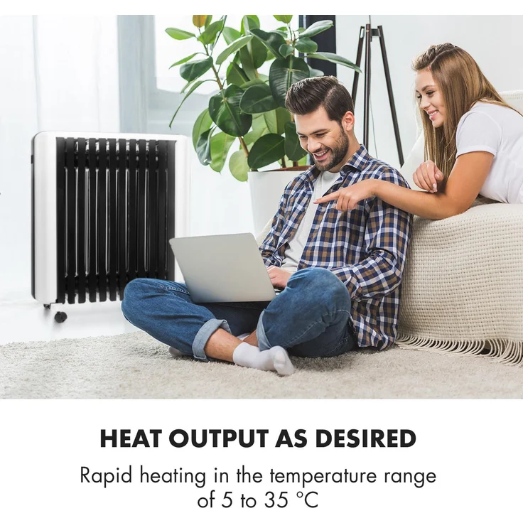 Klarstein Thermaxx 2500 Ölradiator 2500W 5-35° C, 24h-Timer, weiß|schwarz, Radiator – Bild 2
