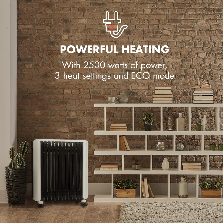Klarstein Thermaxx 2500 Ölradiator 2500W 5-35° C, 24h-Timer, weiß|schwarz, Radiator – Bild 5