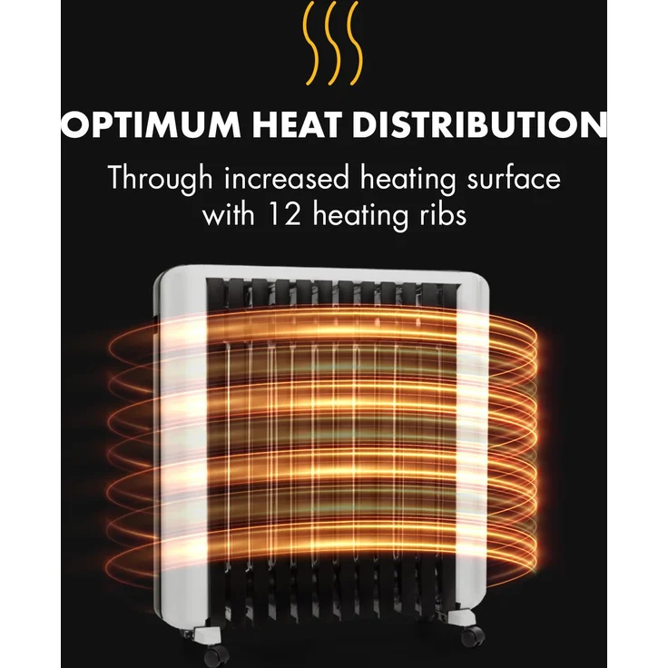 Klarstein Thermaxx 2500 Ölradiator 2500W 5-35° C, 24h-Timer, weiß|schwarz, Radiator – Bild 6