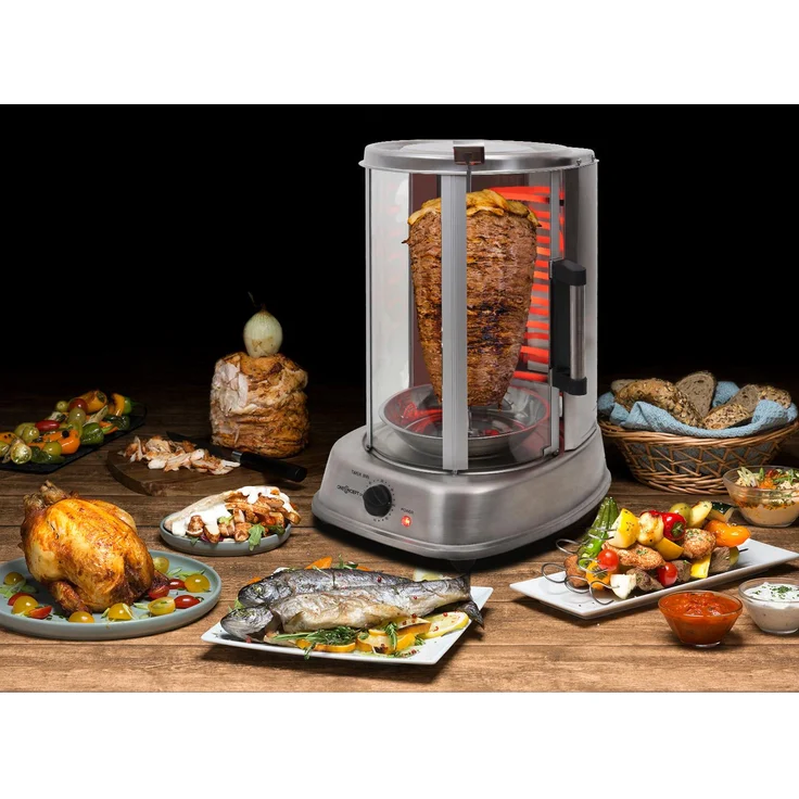 Kebap Master Pro Vertikalgrill 1500W Edelstahl inkl. Spieß Set – Bild 2