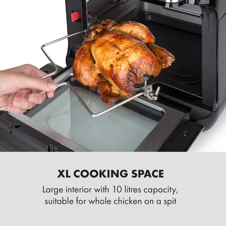 Klarstein AeroVital Fry Heißluftfritteuse 1500W 10l Timer 9 Programme schwarz - silber – Bild 4