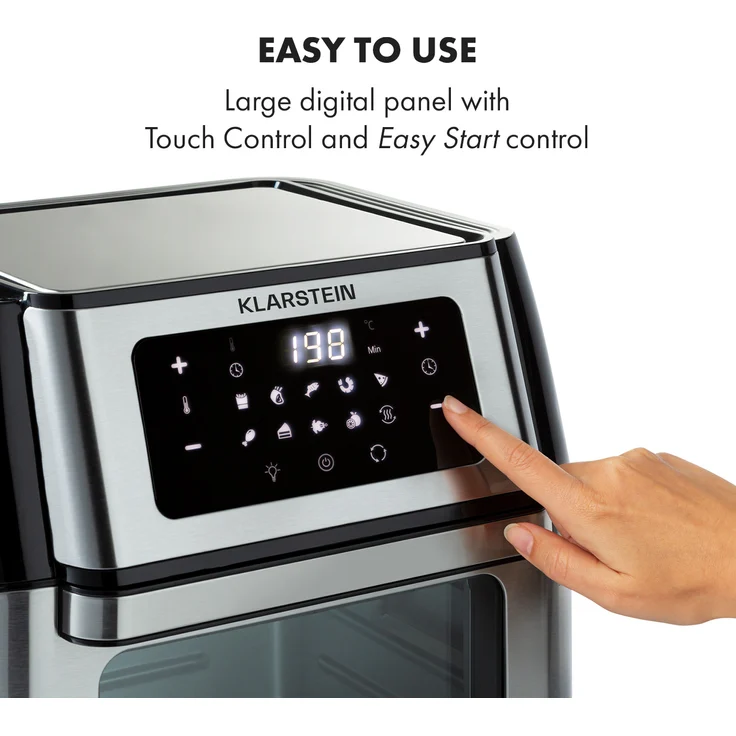 Klarstein AeroVital Fry Heißluftfritteuse 1500W 10l Timer 9 Programme schwarz - silber – Bild 6