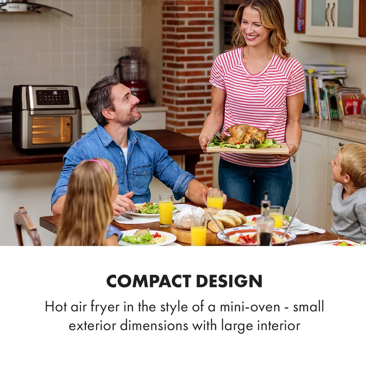 Klarstein AeroVital Fry Heißluftfritteuse 1500W 10l Timer 9 Programme schwarz - silber – Bild 2