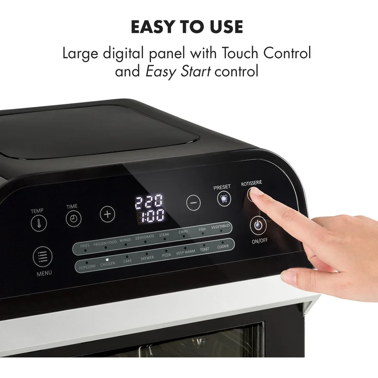 Klarstein AeroVital Cube Heißluftfritteuse 1600W 12l Timer 16 Programme weiß Schwarz – Bild 6