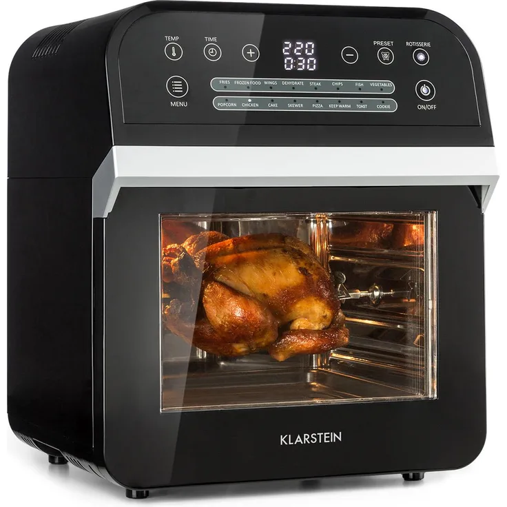 Klarstein AeroVital Cube Heißluftfritteuse 1600W 12l Timer 16 Programme weiß Schwarz